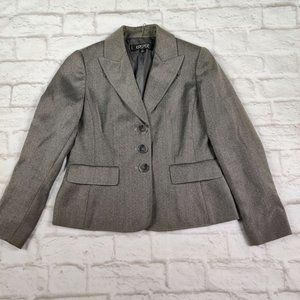 KASPER Womens petite avant garde career power suit blazer jacket grey sz 4P